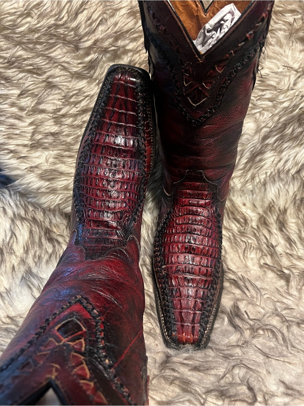 Men's Burgundy Exotic Leather Cowboy Boots size 26 Mex - 7 US - Picture 5 of 16